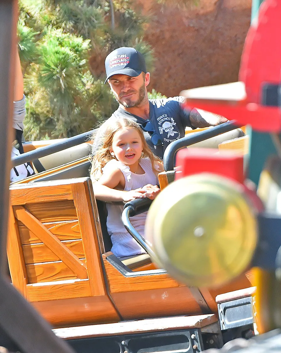 Harper sangat antusias saat naik roller coaster © Splashnews