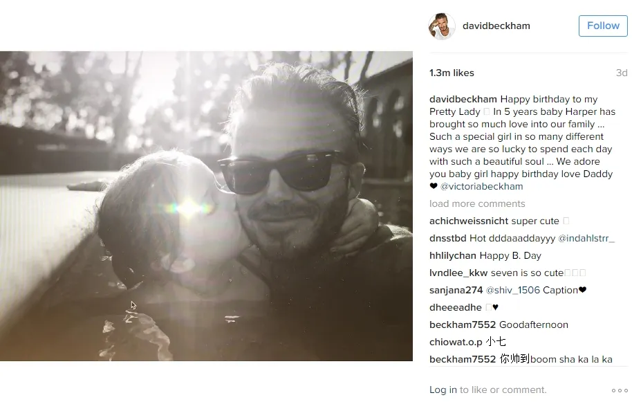 Ulang tahun Harper Beckham. ©instagram.com/davidbeckham