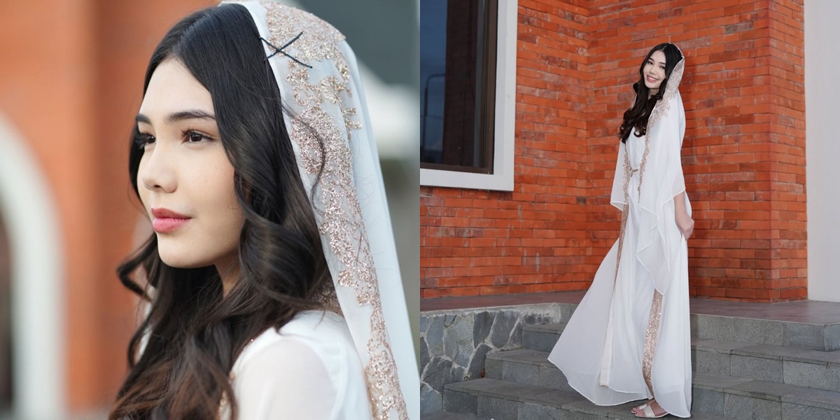 3 Latest Portraits of Lea Ciarachel, Beautiful and Elegant in a White Gown with Luxurious Hijab