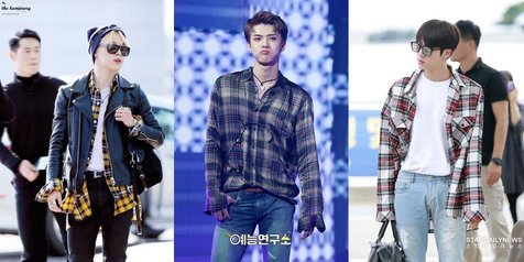 Adu Gaya 5 Idol K-POP Cowok Saat Pakai Kemeja Flannel, Cocok Buat Inspirasi Hangout