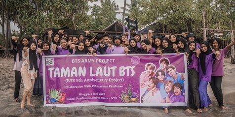 Antusias Menyambut Anniversary BTS yang ke-9, ARMY Adakan Project Taman Laut BTS di Lombok Utara