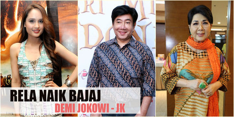 Dukung Jokowi - JK, Sejumlah Artis Konvoi Naik Bajaj