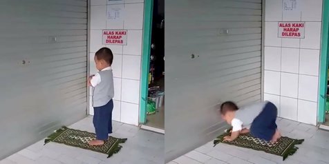 Fokus Sholat tapi Kejedot, Balita Ini Malah Bikin Gemas 