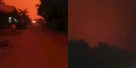 Langit Jambi Merah Akibat Kebakaran Hutan, Siang Jadi Malam