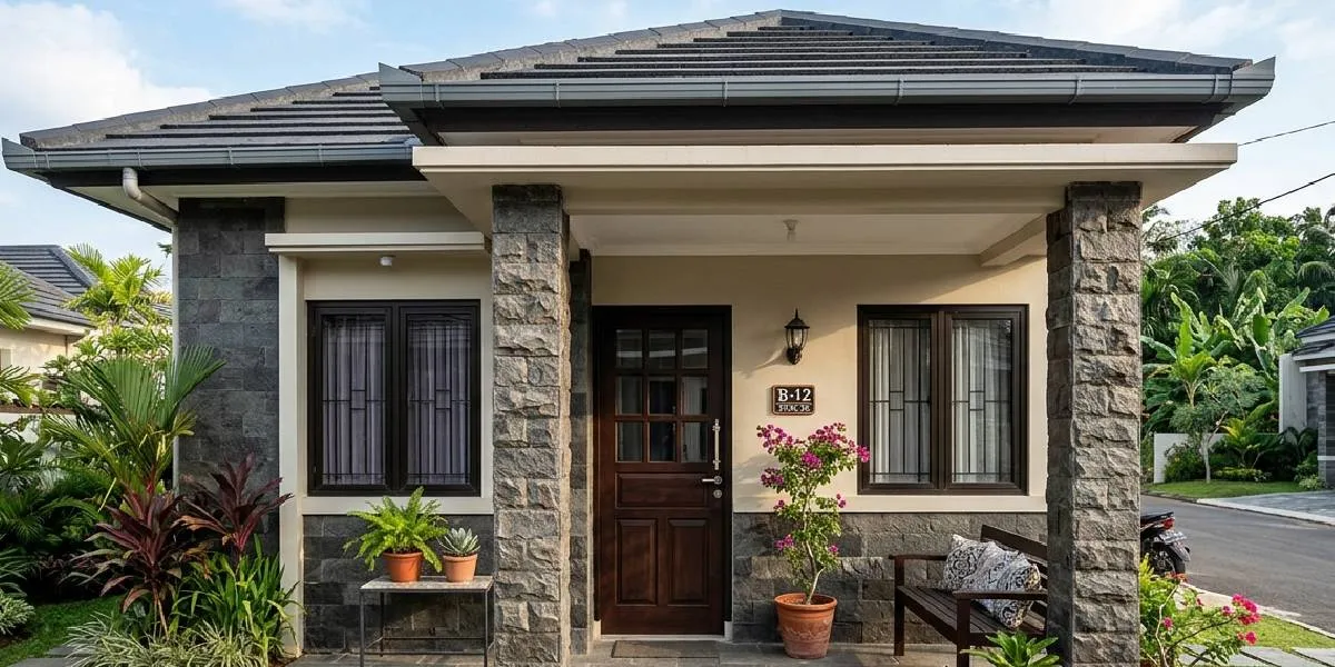 6 Ideas for Type 36 House Terraces with Natural Stone for a Neater Facade