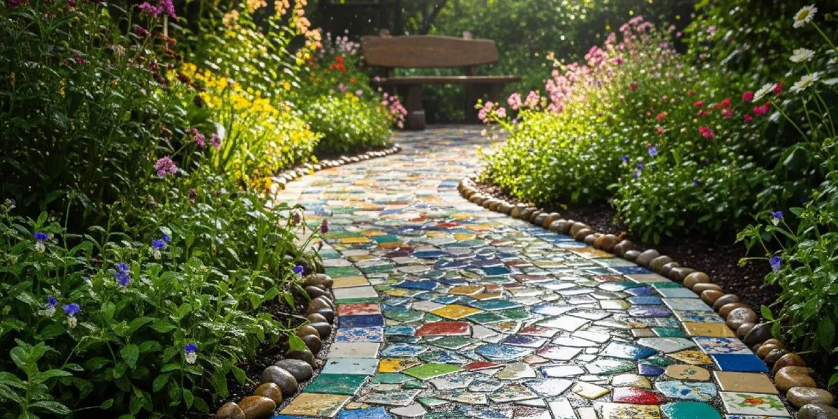 7 Guidelines for Creating a Garden Path from Used Ceramic Fragments to Look Neat and Resort-like