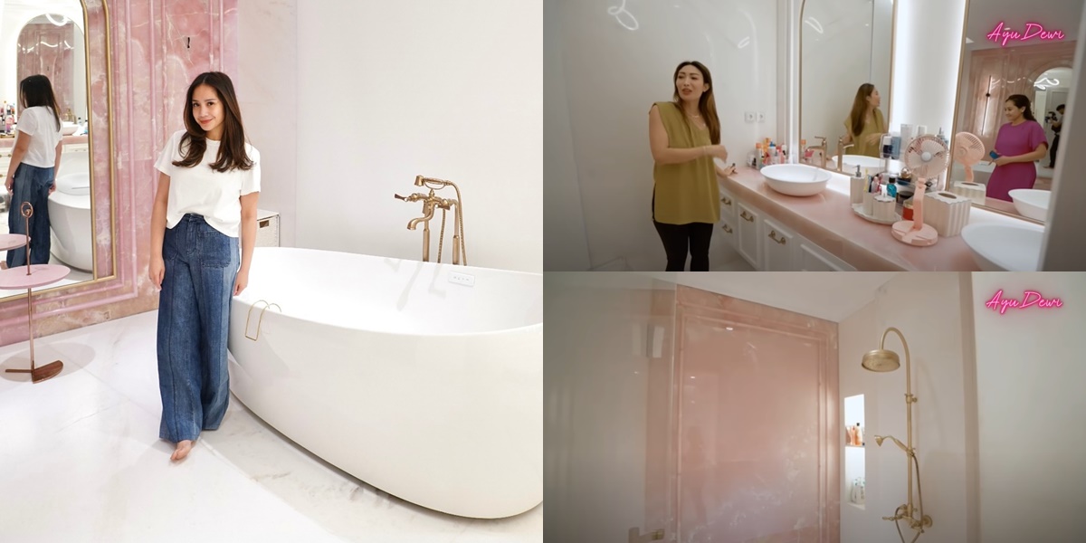 7 Photos of Nagita Slavina's Luxurious Pink Bathroom, Walls and Table Installed with Marble