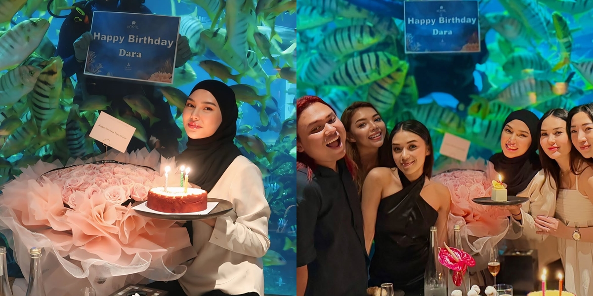 7 Portraits of Dara Arafah's Birthday Celebrated with Friends, Including Keanu Agl - Received a Large Bouquet of Pink Roses