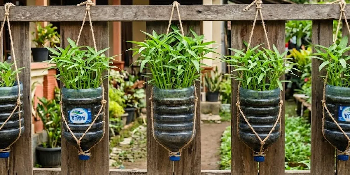 8 Ways to Utilize Used Gallon for Hanging Water Spinach Pots, Saving Space on Your Home Fence