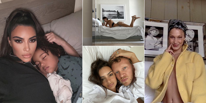 8 Hollywood Celebrity Photos Posing on the Bed, Hot Poses in Lingerie - Sleeping with a Child