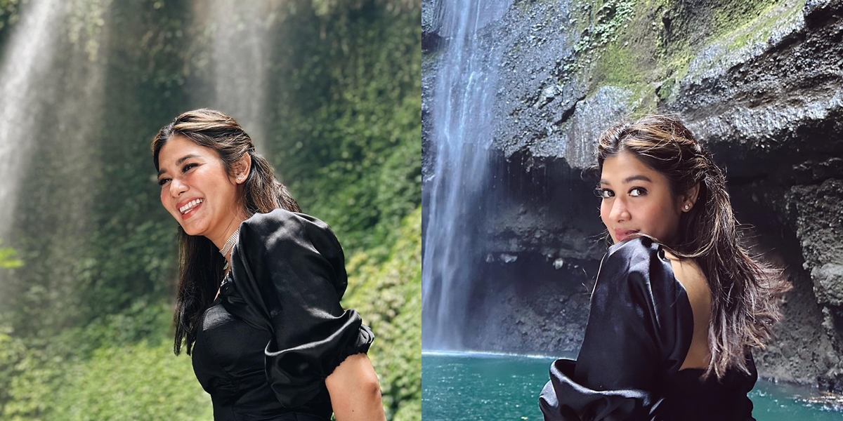 8 Photos of Naysila Mirdad Wearing a Dress Under a Waterfall, like an Angel Descending from the Heavens