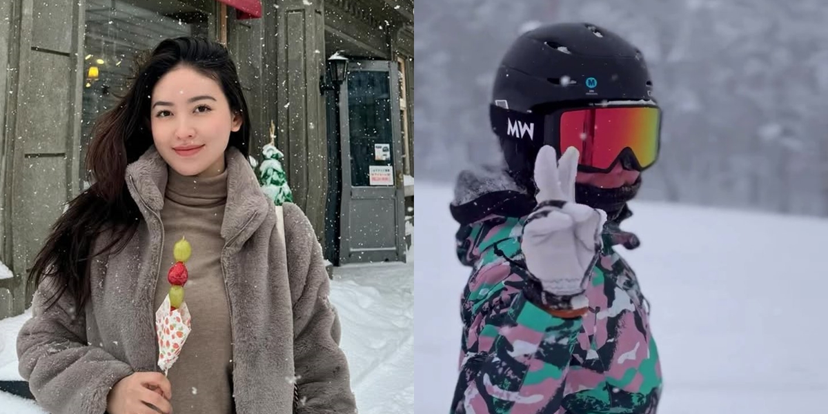 8 Portraits of Natasha Wilona Snowboarding in the Snow, Her Action is Cool