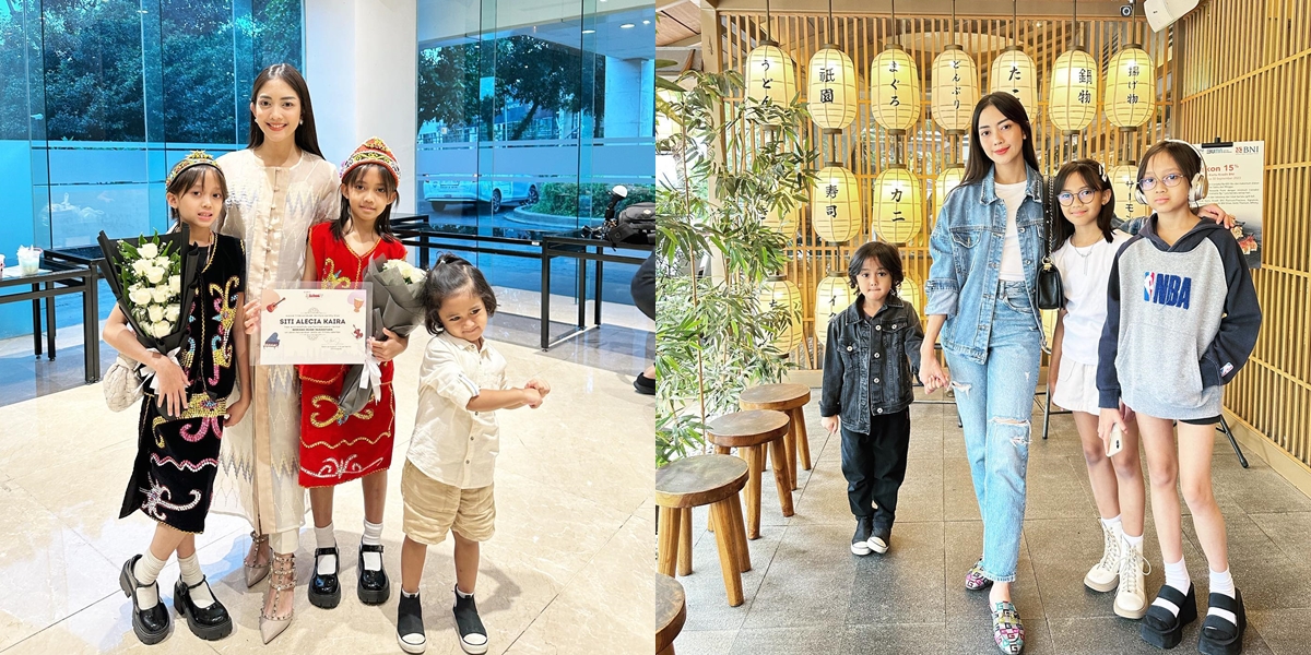 8 Portraits of Ririn Dwi Ariyanti with Her Three Children, a Mother and Children Who Are Equally Good Looking