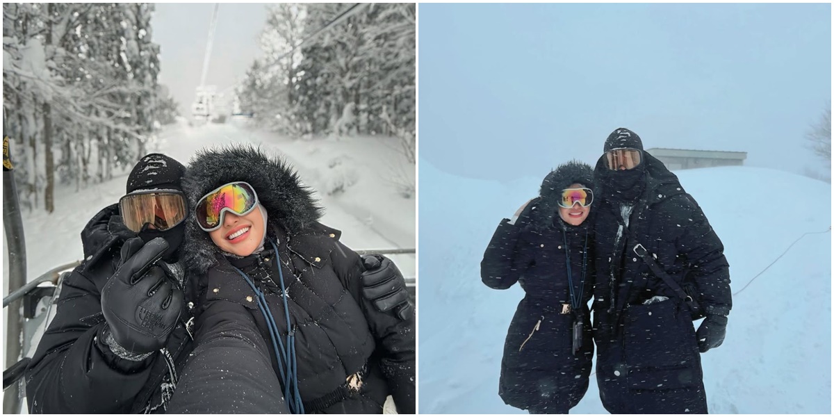 9 Compact and Romantic Photos, Aurel Hermansyah and Atta Halilintar's Year-End Vacation Skiing in Japan