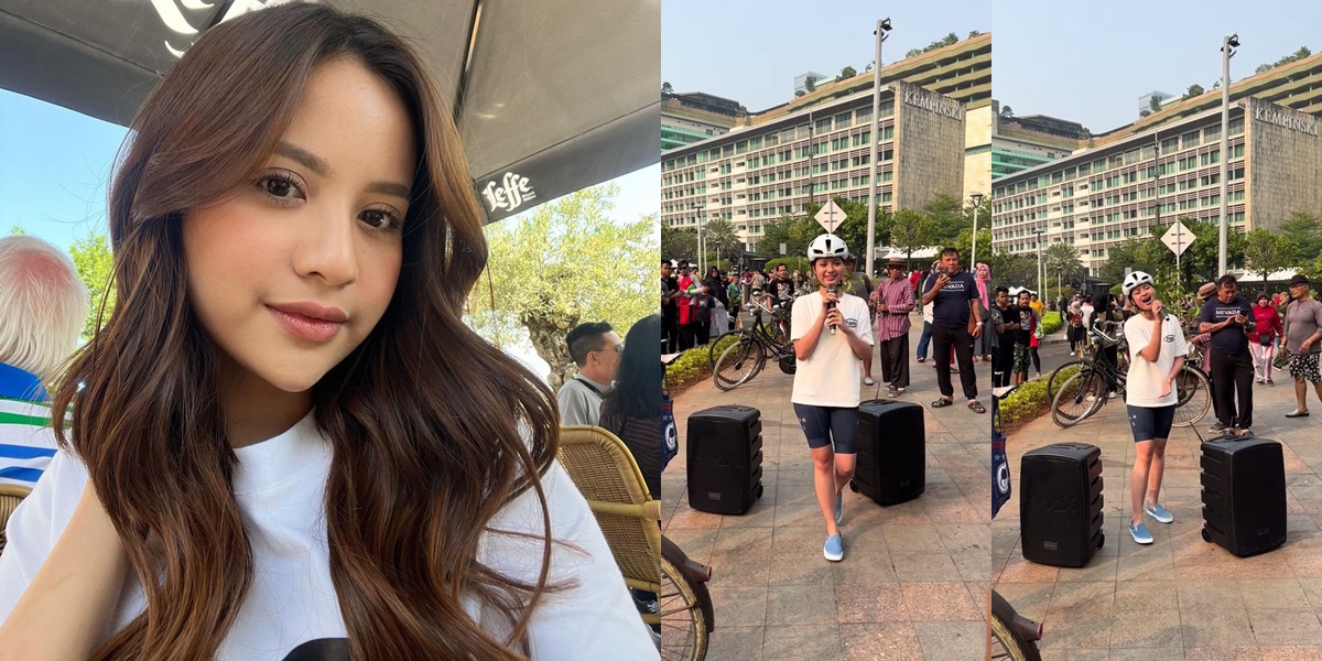 Many People Don't Realize It, Here are 7 Photos of Anggi Marito Singing at Car Free Day Using a Makeshift Mic - Her Voice Becomes the Center of Attention