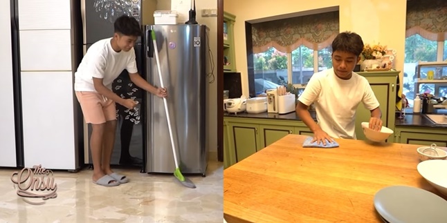 Spoiled as Usual, Here are 8 Pictures of Betrand Peto Fearlessly Sweeping and Cleaning the Kitchen - Applauded by Netizens