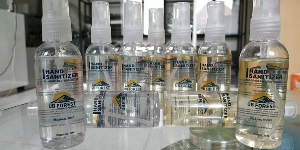 Hand Sanitizer Produced by Students of Brawijaya University, Malang, at a Rate of 600 Bottles per Day