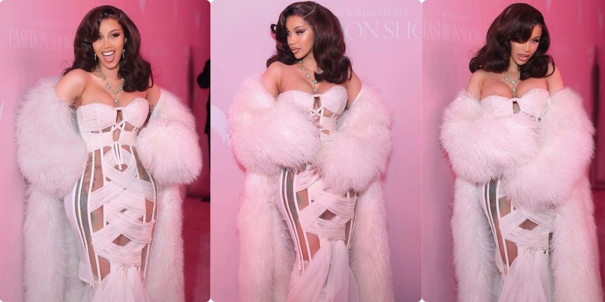 Cardi B Captivates at Victoria's Secret Fashion Show 2024 in a Pale Pink Dress!