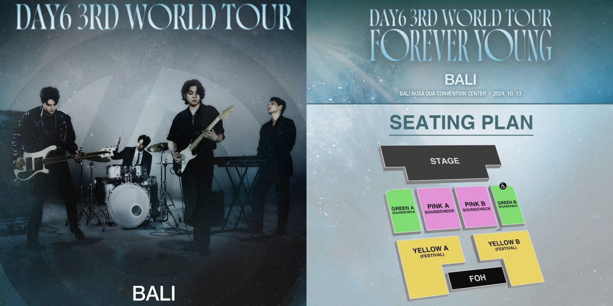 DAY6 Ready to Bring Excitement at DAY6 3RD WORLD TOUR <FOREVER YOUNG> IN BALI, Check Out the Seat Plan - Concert Ticket Prices