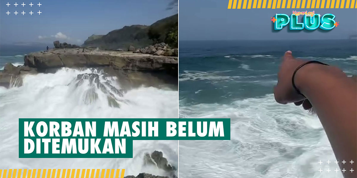 Moments of Tourists at Kedung Tumpang Tulungagung Missing Being Swept by Big Waves