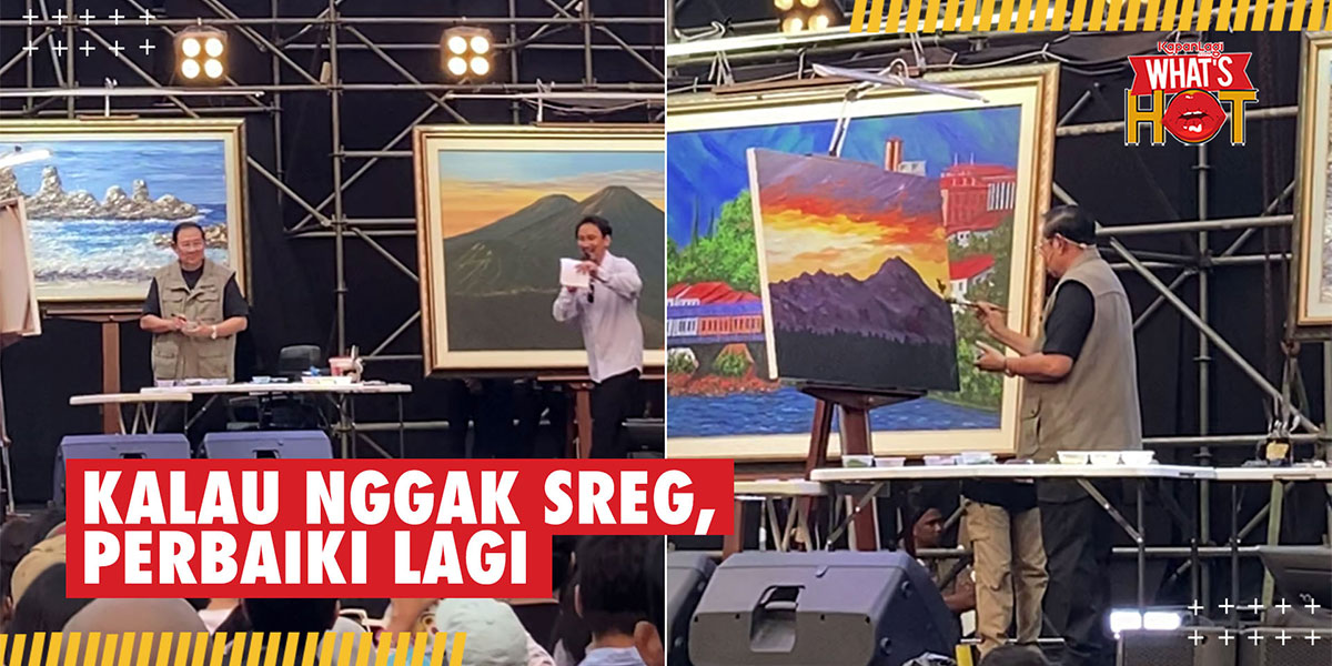 Guided by Vincent Desta at the Pestapora Event, Mr. SBY Showcases His Skills in Painting