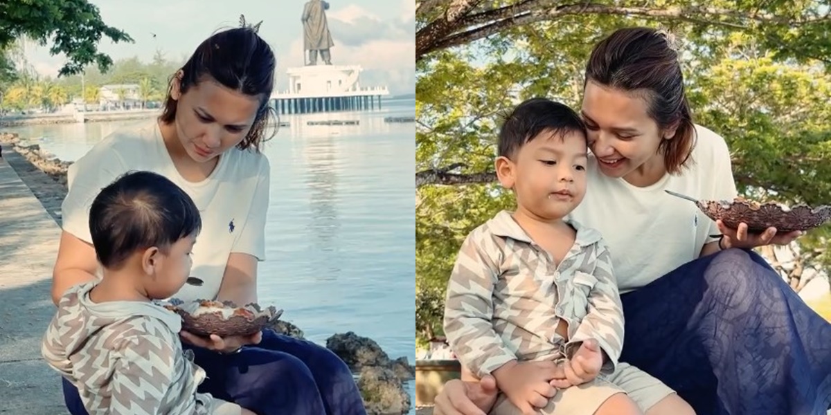 Praised for Her Simplicity, Here Are 7 Beautiful Photos of Indah Permatasari Having Breakfast by the Side of the Road - Enjoying the Scenery in Her Husband's Hometown