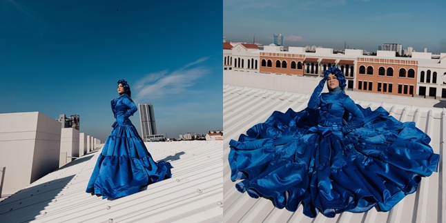 Photos on the Roof Wearing a Luxury Gown, Here are 8 Stunning Selfie LIDA Portraits - Calling Herself The Queen of Qatar Romania