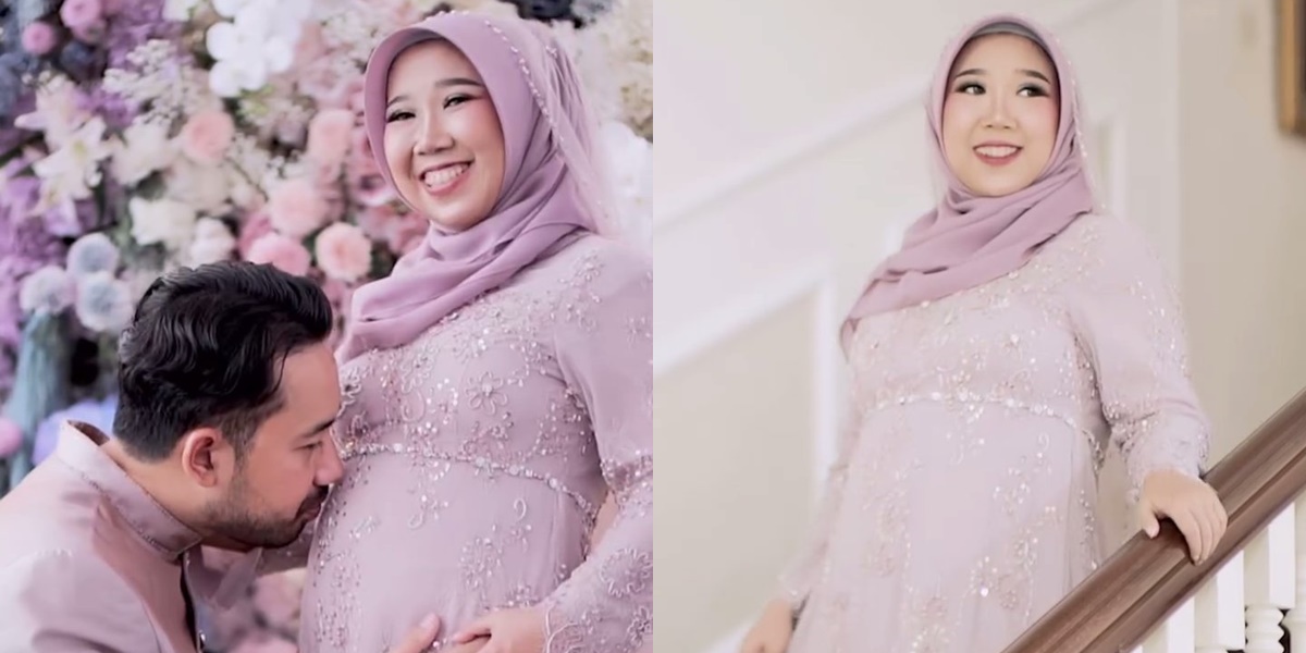 7 Styles of Kiky Saputri at the 4-Month Pregnancy Ceremony, Looking Beautiful in a Purple Dress - Expressing Gratitude and Prayer