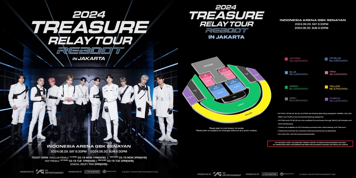 Check out the Seat Plan and Ticket Prices for the '2024 TREASURE RELAY TOUR [REBOOT] IN JAKARTA' Concert, Don't Miss Out