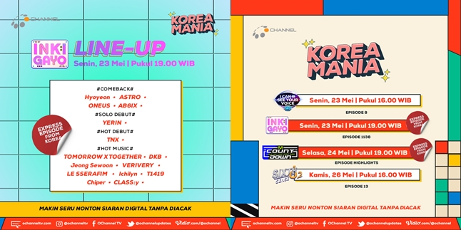 Korea Mania Schedule on O Channel TV from May 23-27, 2022, Featuring Idol Hyun-Bin to Junho 2PM