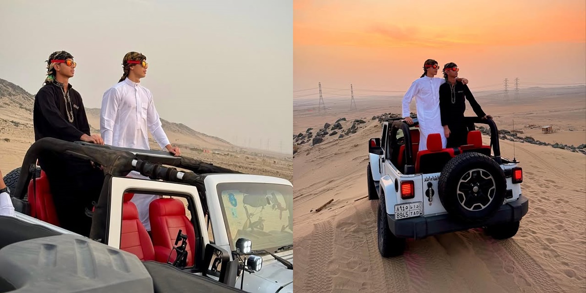 Wearing a Cloak and Turban, 7 Portraits of Eddy Meijer, Maudy Koesnaedi's Son, in the Desert like a Prince of Dubai