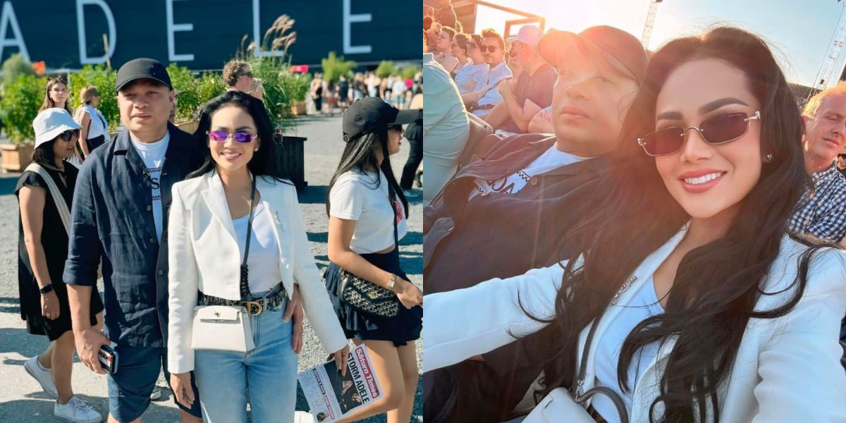 Kris Dayanti Appears Stylish While Watching Adele's Concert in Germany, Accompanied by Her Beloved Husband