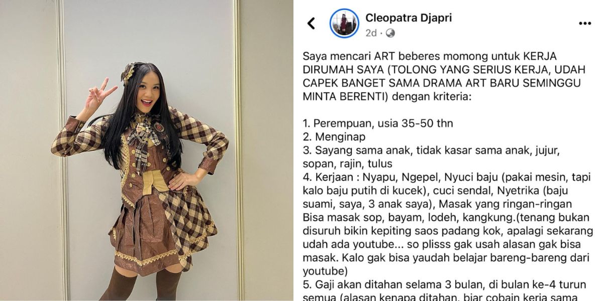 Chronology of Cleopatra's Scandal, Former JKT48 Member Who Opens a New Domestic Helper Job - Employee Salary Withheld and Considered Slavery by Netizens