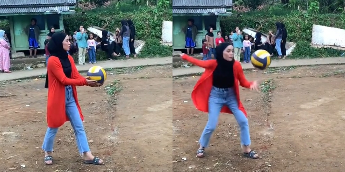 Lesti Kejora Plays Volleyball in the Village Field, Very Simple - Netizens: Her Energy is Strong