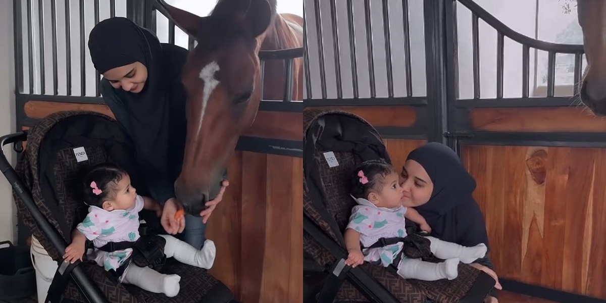 Baby Humaira's Moment Meeting Zaskia Sungkar's Pet Horse, Not Afraid