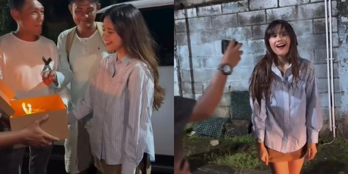 Audi Marissa's Birthday Surprise Moment, Drenched with a Bucket of Water at Night