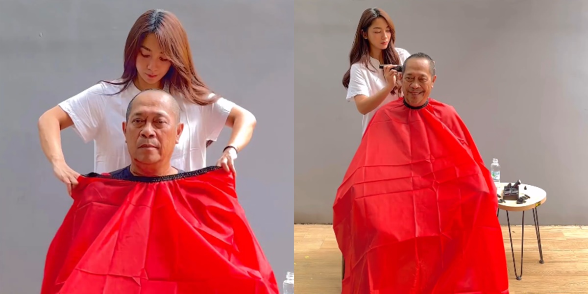 Sweet Moment of Dinda Kirana Cutting Her Father's Hair Who is Having a Stroke