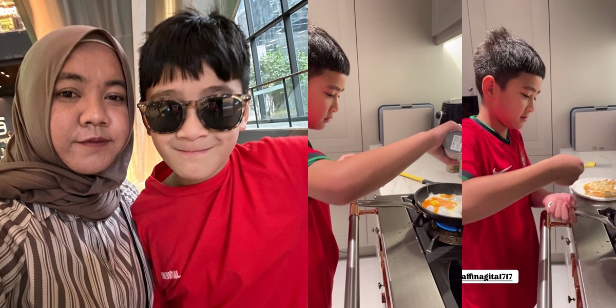 Rafathar's Moment of Being Taught to Cook Fried Eggs by Shela Lala, So Adorable - The Sultan's Child Learns to Be Independent