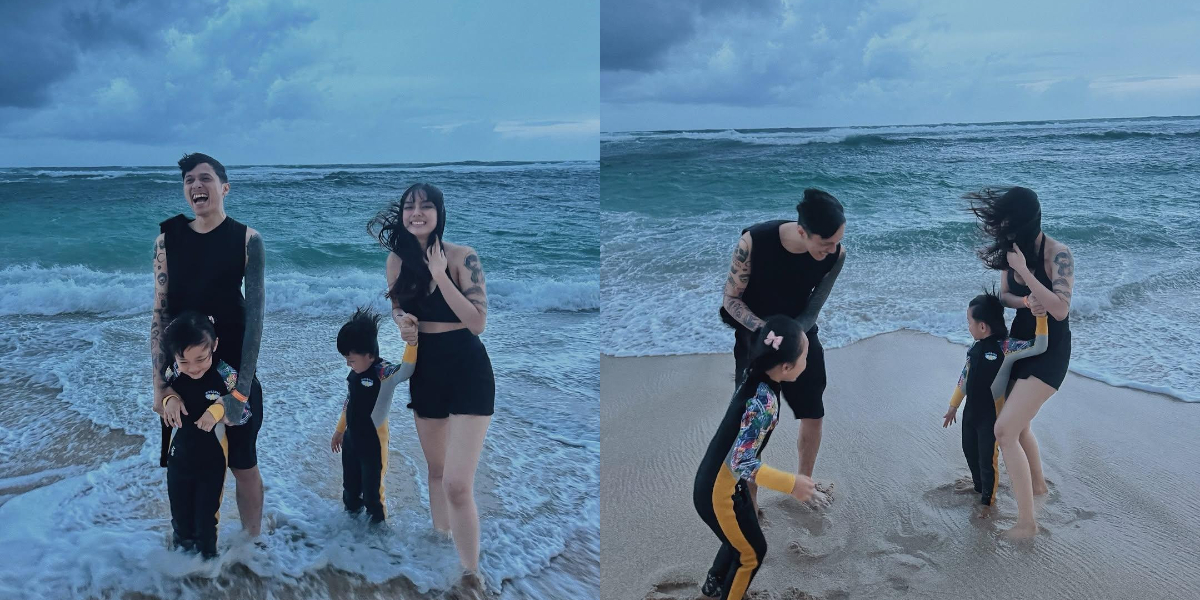 Exciting Moments as Bimo Picky Picks Takes His Wife and Child on Vacation to Bali, Happy Playing at the Beach