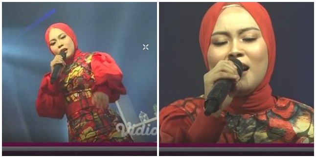 Wearing All Red Outfit, Selfi LIDA Performs 5 Songs in Kapanlagi Dangdut Goyang Amal Event