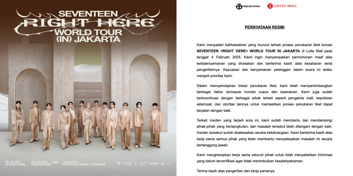 Ticket Exchange for SEVENTEEN Concert in Jakarta Faces Protests, Promoter Releases Official Statement 