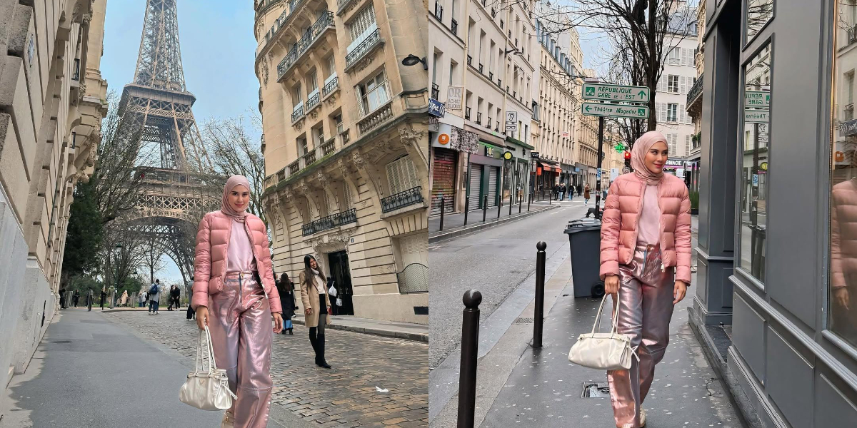 Beautiful Portrait of Syahnaz on Holiday in Paris, Looking Adorable in All-Pink Outfit