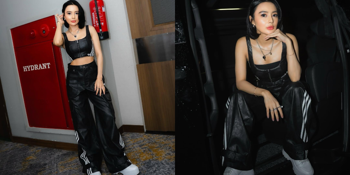 Beautiful Portrait of Wika Salim in All-Black Outfit on Stage, Appearing Charming and Fresher