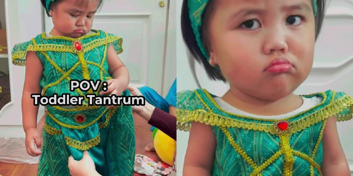 Dayana's Tantrum Photo During Birthday Dress Fitting, Pouting and Refusing to Take Off the Dress is Adorable