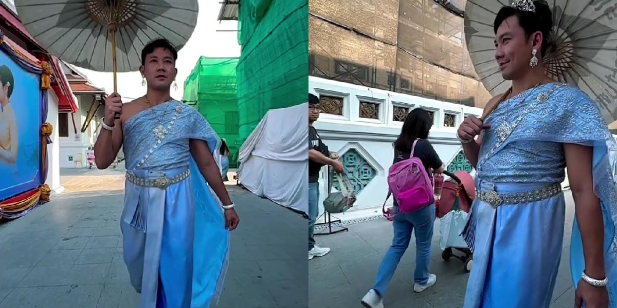 Portrait of Denny Sumargo Wearing Traditional Thai Women's Clothing Goes Viral and Shocks Netizens