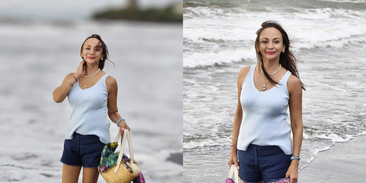 Portrait of Gladys Suwandhi Healing at the Beach, 90s Idol Who Appears Stunning and Beautiful