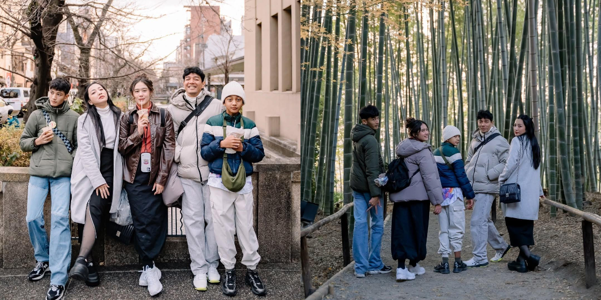 Portrait of Hesti Purwadinata and Edo Borne Taking Their Children on Vacation in Japan