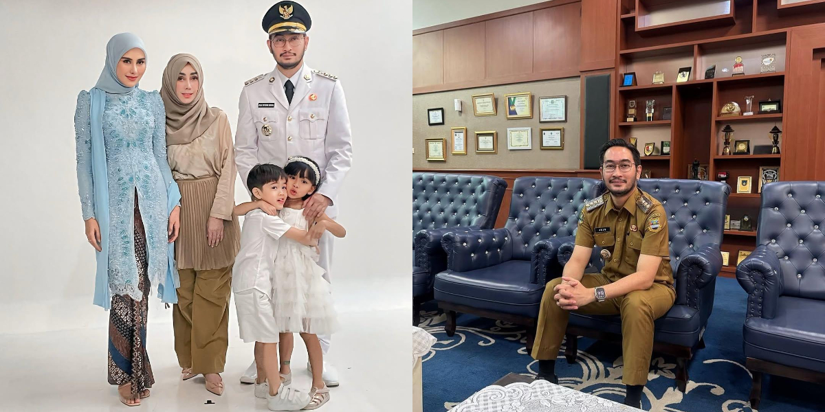 Portrait of Jeje Govinda Wearing the Official Uniform of the West Bandung Regent, Amy Qanita Offers Prayers for Her Son-in-law