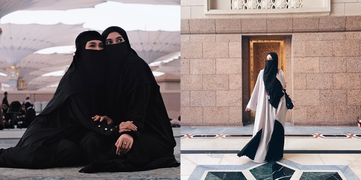 6 Portraits of Michelle Ziudith Wearing Hijab and Niqab During Umrah, Her Beautiful Face is Stunning