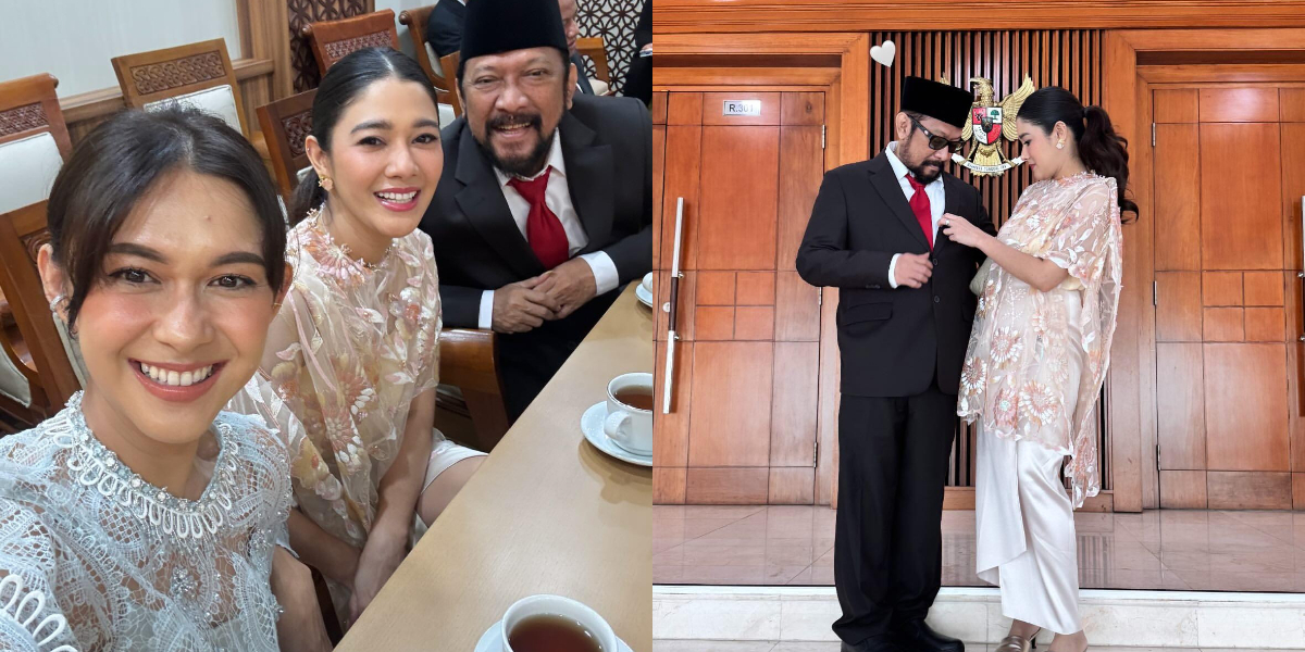 Portrait of Nana and Naysilla Accompanying Jamal Mirdad During His Inauguration as a Member of the Indonesian House of Representatives PAW